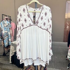 Free People Embroidered Bell Sleeve Tunic